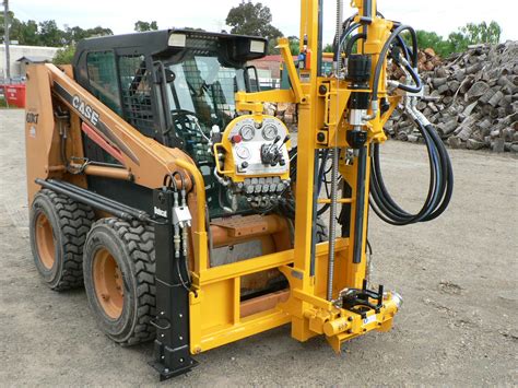 skid steer drill mast|drilling rig attachments for bobcat.